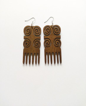 Boucles d'oreilles peignes africain bois
