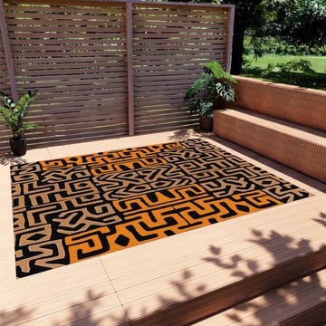 Multicolored Tribal Outdoor Rugs Afrocentric Kuba Carpets (LARGER SIZES AVAILABLE)