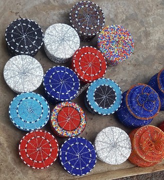 10 African Beaded Storage Basket – Handmade Trinket Box with Lid