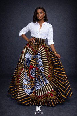 Long skirt in colorful wax print
