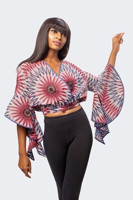 African Print Crop Top, Ankara Wrap Top, African Print Wrap Top,