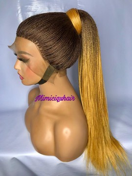 Bone Straight Braid Wig 30'' avec fermeture 4*4