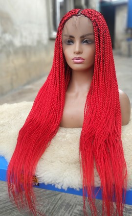 Braided wig,360 wig, Senegalese twist,red wig