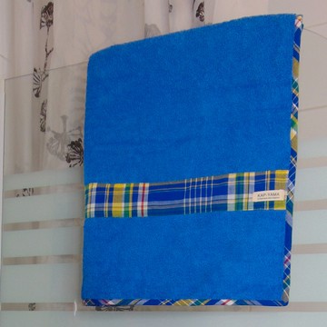 Lot de serviettes et un gant de toilette "Popo" éponge bleu Fait main