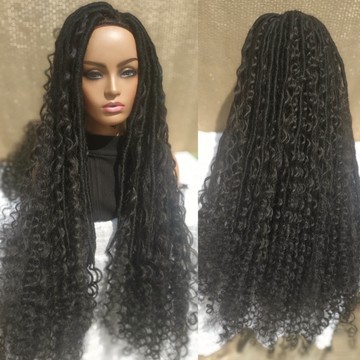 Black boho locs,soft locs, frontal lace wig