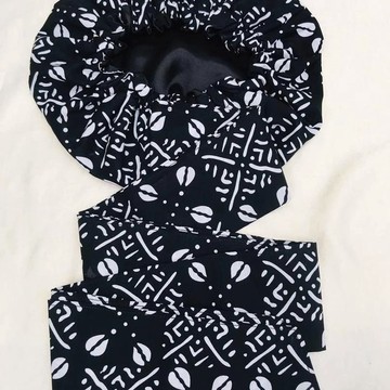 Headwrap / scarf with band / turban "Bogolan afro cautis"
