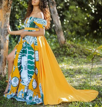 Robe maxi/ robe de fête,soirée,fiançailles,mariage/collection LAMBAOINE/ Madagascar
