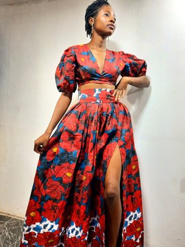 Abebi skirt and crop top, ankara  maxi skit,  ankara  crop top