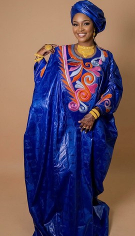 Sapphire Swirl Bazin Boubou Kaftan