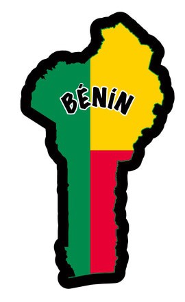 Magnet en Bois « Carte du Bénin » sans motif - Décoration idéale pour réfrigérateur.