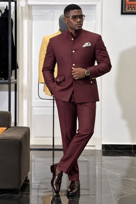 Ensemble safari de luxe pour homme bordeaux