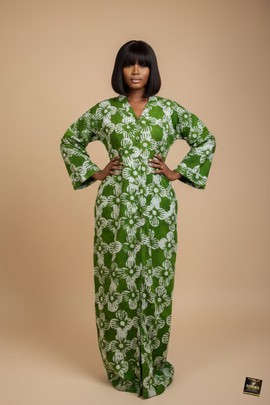 Emerald Flora Adire Shirtdress