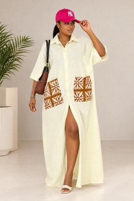 Stylish linen maxi shirt dress