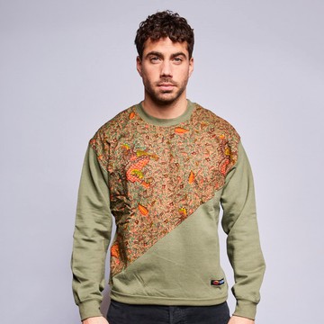 Sweat-shirt Unisex coton vert Kaki theme Luanda