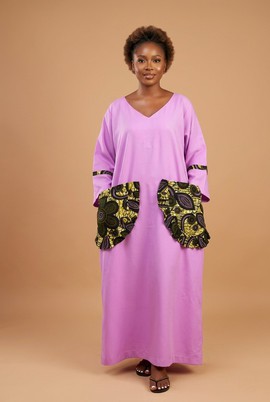Beautiful Amara Ankara-Accent Lilac Bubu Dress