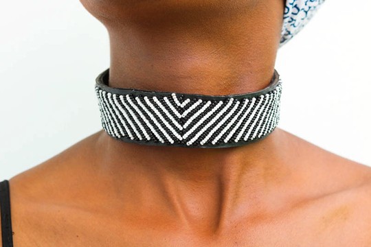 Collier choker perlé africain, choker perlé Maasai, collier choker, collier tribal