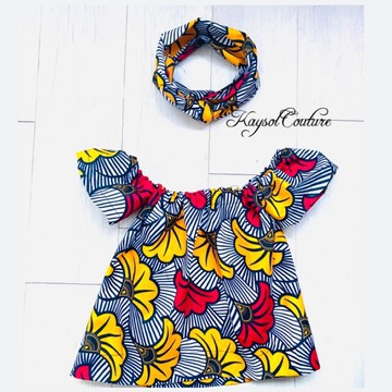 Top and matching headband in wax - wax blouse for baby