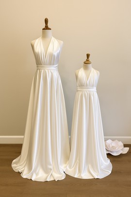 Robe satin blanc convertible, robe de mariée