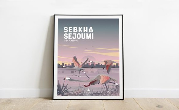 Poster A3 Lieu Célèbre En Tunisie "Sebkhat Sejoumi" Décoration Murale 33 cm x 48,3 cm