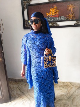 Elegant African Woman Lace Kaftan Dress WITH Scarf| Wedding/Special occasions/Plus Size