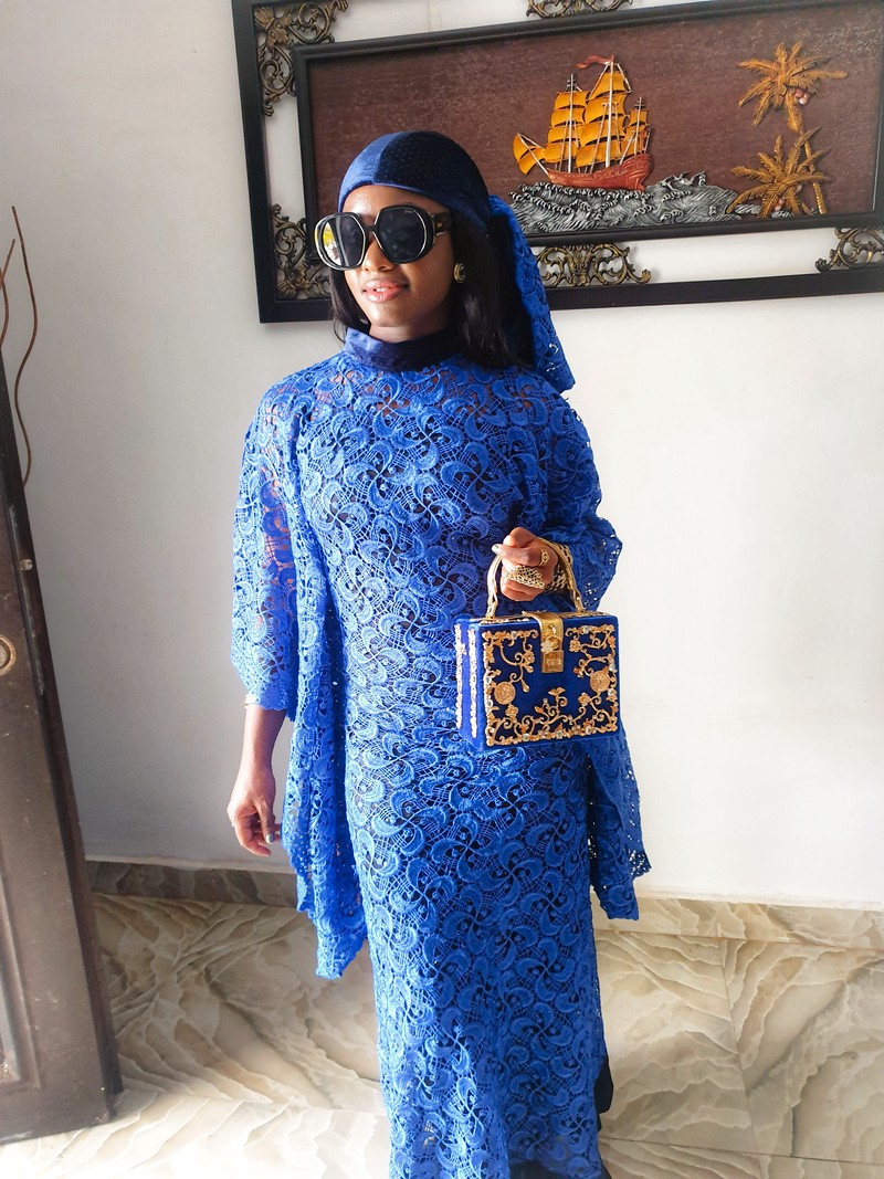 Elegant African Woman Lace Kaftan Dress WITH Scarf| Wedding/Special occ -  ANKA