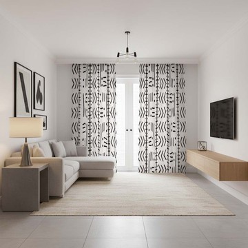 Native Tribal White and Black Blackout Curtains (Two-Piece) LARGER SIZES AVAILABLE