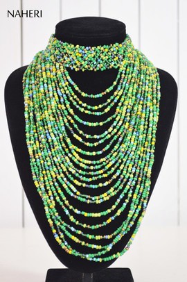 African beaded tribal choker necklace | African maasai choker necklace | multicolored