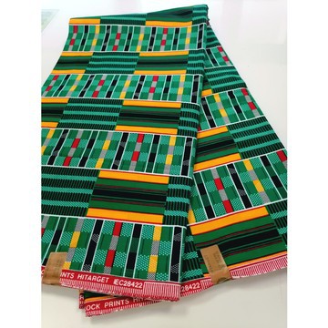 African Wax kente fabrics 100% cotton 2 yards 1m80 "green kenté"