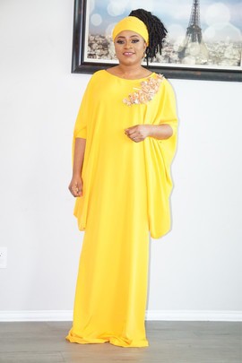 TARA BUBU KAFTAN DRESS - YELLOW