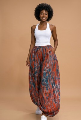 Boho-Chic High-Waist Wide-Leg Harem Trousers