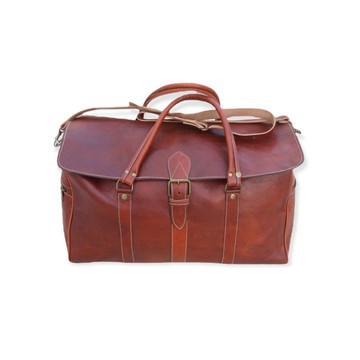 Handmade genuine leather travel bag with shoe compartment - Large weekend bag