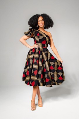 ADAEZE RED AND BLACK DRESS