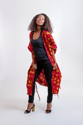 Drawstring Kimono Jacket| Ankara Kimono Jacket| Ankara Long Jacket| Gifts For Her| Gifts For Mom