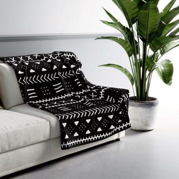 Black and White Tribal Blanket Afrocentric Inspired (MORE SIZES AVAILABLE)