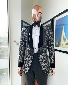 Costume de smoking « Justin » rechargé, costume de smoking orné d'une décoration Swarovski argentée