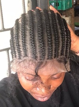 Kinky Human hair cornrow Wig for black women