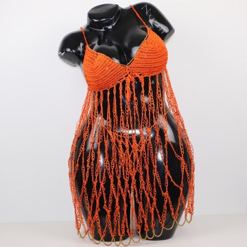 Lingerie tricotée et perlée à la main, Robe de nuit, lingerie artisanale, ensemble lingerie tricoté