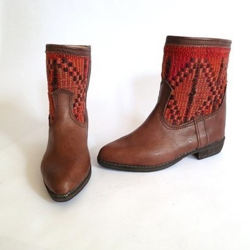 BIG SALE! Genuine leather boots with Kilim Handmade by Cuiroma craftsmen in Morocco