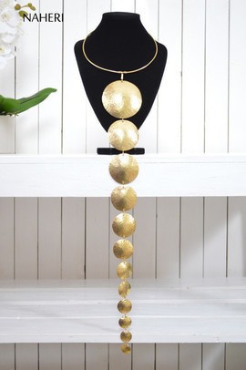 African inspired jewelry brass metal necklace long