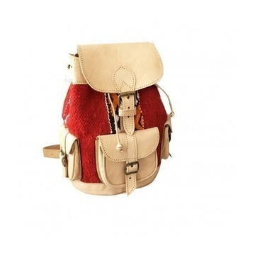 Grande Vente! Sac à dos cuir véritable artisanale avec Kilim rouge