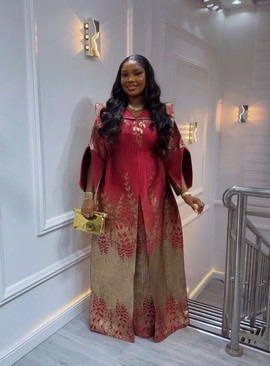 Robe boubou en damas africain Royal Arere