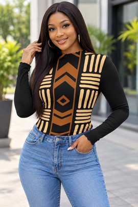 Afro Print Pattern Women's Mesh T-Shirt | Afrocentric Fashion | Bynelo