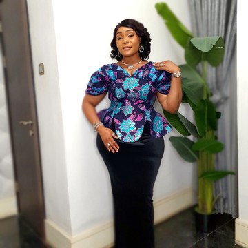 African attire 2pc set Velvet and Fully Embellished Ankara Blouse