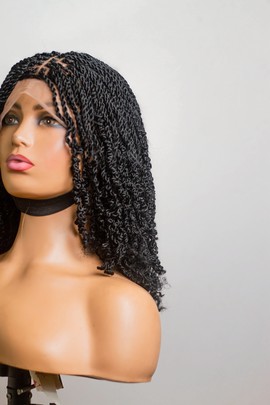 Full lace 13x6 spring twist wig,black, 14 inches