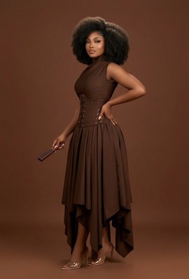 Asymmetrical handkerchief maxidress