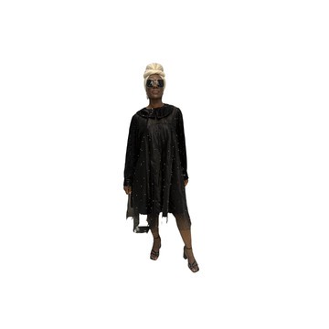 Stoned Organza Flared Dress