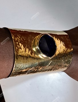 Manchette en laiton massif, bracelet de manchette en laiton africain, bracelet de déclaration
