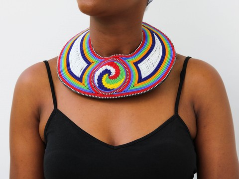 Collier en cuir africain, collier ras du cou en perles, tour de cou en perles Maasai, collier Tribal