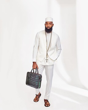 2 piece Ivory white senator kaftan  “Ayeye” Ijade 20/21