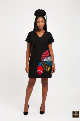 Black Mini Dress with Ankara Patchwork